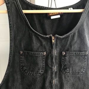 Vintage 90s Faded Glory Black denim zip up dress